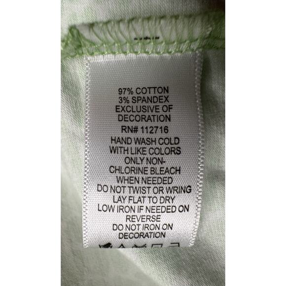 Quacker Factory Large Green White Tunic Silver Sequined Trim At Neck - Picture 11 of 11